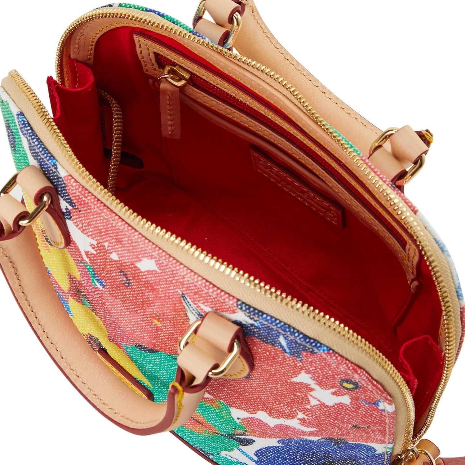 Elegant Watercolor Print Handbag - Durable Cotton with Zipper Closure