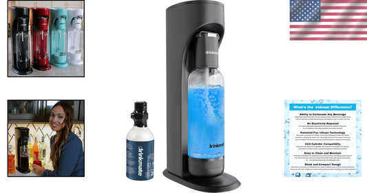 Eco-Friendly Sparkling Water Maker with Fizz Infuser - Matte Black