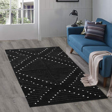 Load image into Gallery viewer, Handmade 3' x 5' Washable Boho Black Rug for Indoor Spaces - Versatile Decor