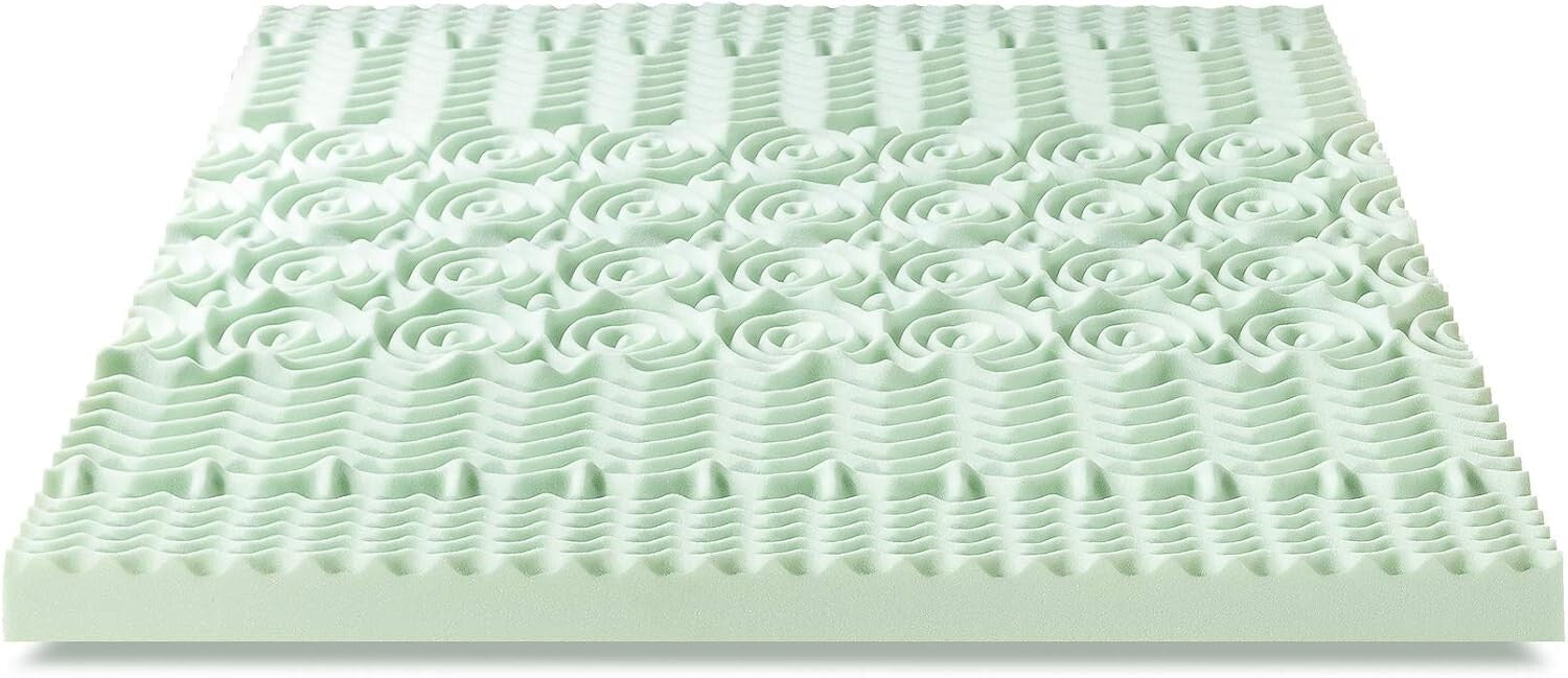 5-Zone Medium Firmness Memory Foam Topper with Green Tea - Twin 4 Inch