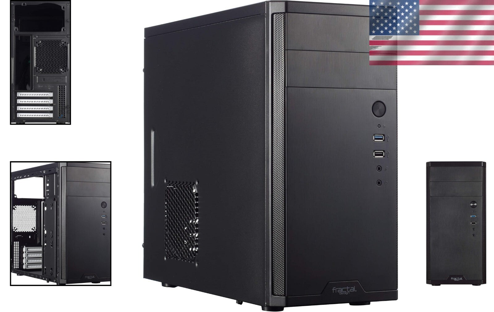 Brushed Aluminum Mini Tower Case with Vertical Storage Solution for PCs