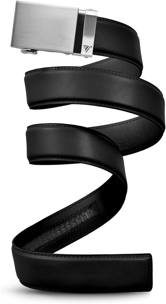 Men's Genuine Leather Ratchet Belt - 40mm Steel Buckle, Extra Large Style