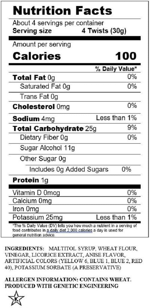 Classic Black Licorice Twists - Soft & Chewy, 12 Pack, Sugar Free Delight