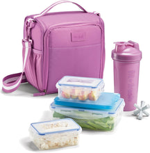 Load image into Gallery viewer, Mauve Meal Prep Lunch Bag with 4 Compartments and Comfortable Shoulder Strap