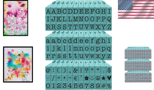 Medium 108-Piece American Typewriter Peg Stamps for Creative Custom Projects