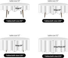 Load image into Gallery viewer, Versatile 132" Diameter Black Round Tablecloths - Events &amp; Daily Use 2 Pack