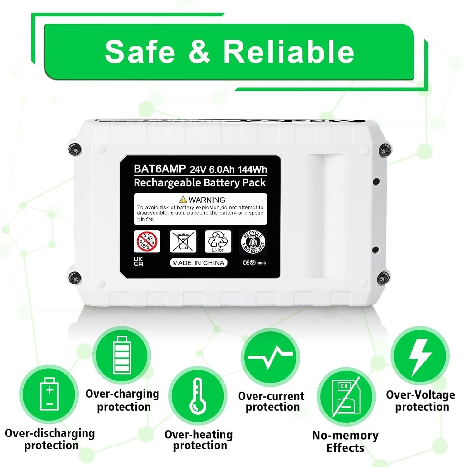 Reliable 6.0Ah DSANKE Lithium Ion Battery with ECP Protection for 24V Devices