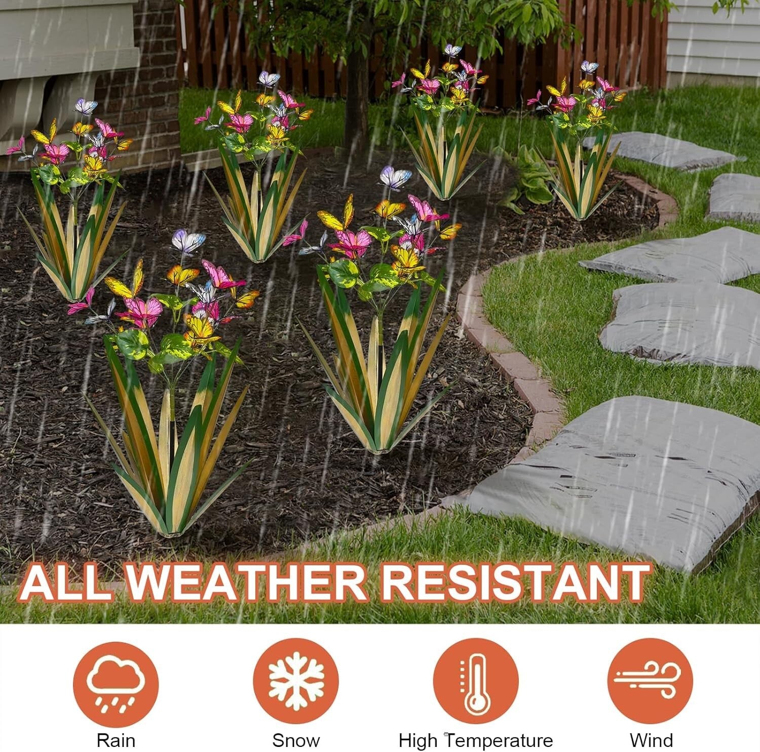 Light Green Butterfly Metal Sculptures - Wind Resistant Garden Ornaments (3pcs)