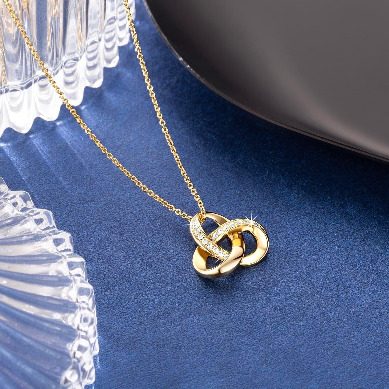 Dainty Adjustable 14K Gold Infinity Pendant Necklace for Women - 18in Sparkle