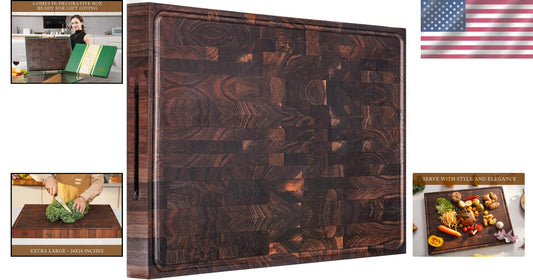 Elegant Walnut Wood Chopping Board 24x18x2 In - Perfect Gift for Cooking Lovers