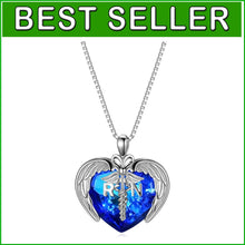 Load image into Gallery viewer, Nursing School Graduation Gift: Sterling Silver Pendant with Angel Heart Charm