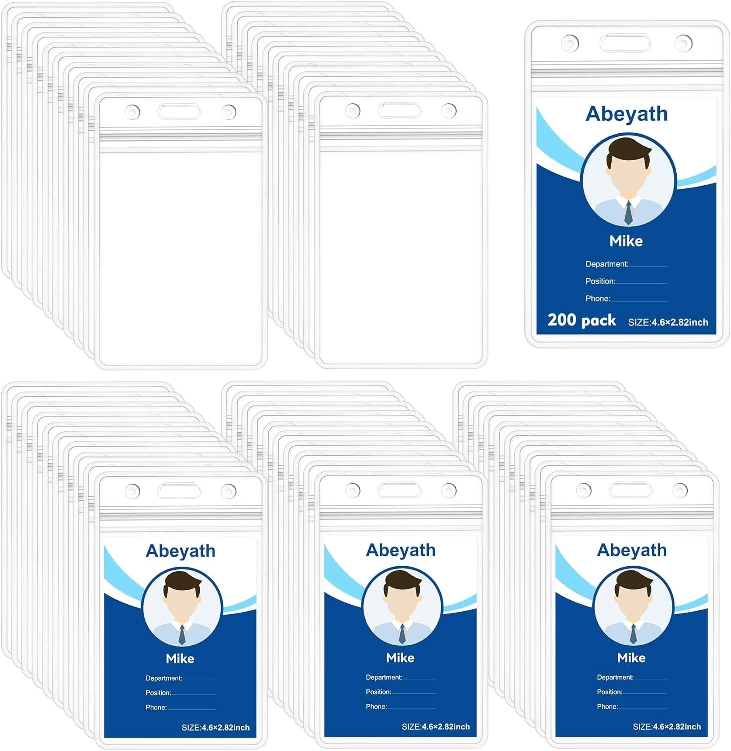 Best Value 200-Pack ID Badge Holders with Secure Zip Closure and PVC Material