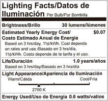 Load image into Gallery viewer, G40 1W LED Bulbs: 50-Pack Shatterproof Warm White Light for Indoor &amp; Outdoor Use