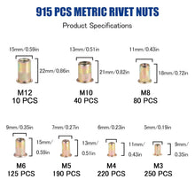 Load image into Gallery viewer, Versatile 915pcs Rivet Nut Set with Removable Storage Case - M3 to M12