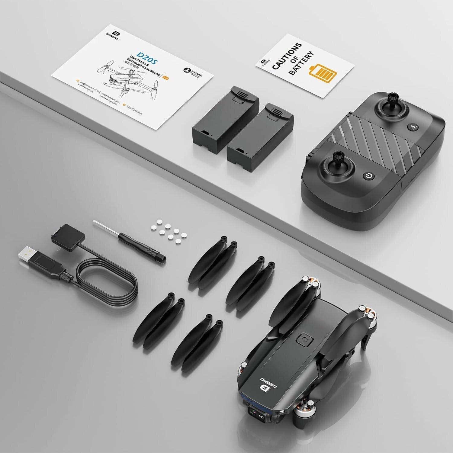 Foldable D20S Drone with 1080P Camera - Two Batteries, Easy One-Button Control