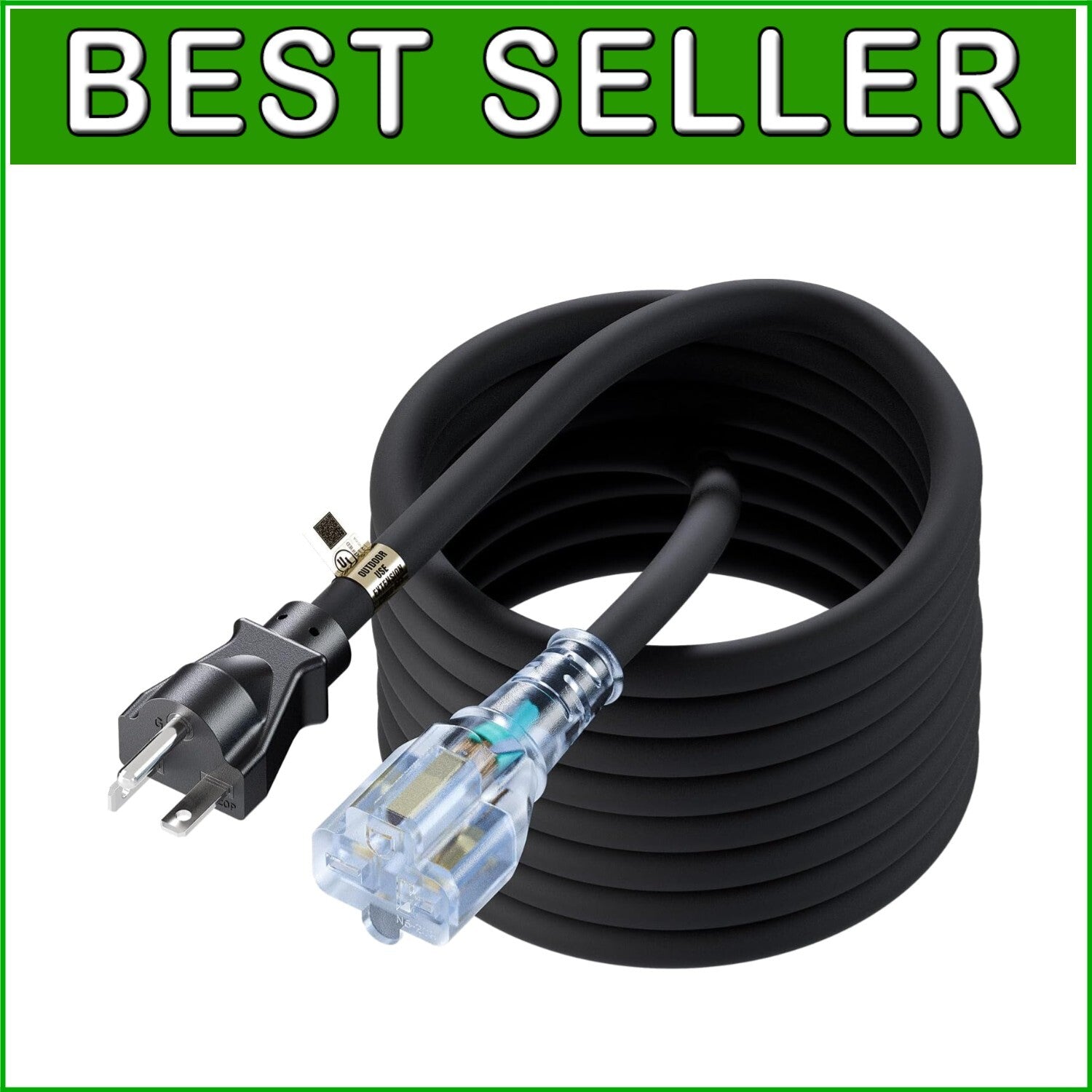 25-Feet / 7.65M Heavy Duty 20 Amp Nema 6-20P Extension Cord with Indicator Light