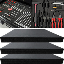 Load image into Gallery viewer, Protective Black Polyethylene Tool Box Foam - 3 Pack, Easy to Cut &amp; Install