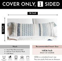 Load image into Gallery viewer, Artisan-Made 14x36 Coastal Blue Decorative Lumbar Pillow Cover for Modern Spaces