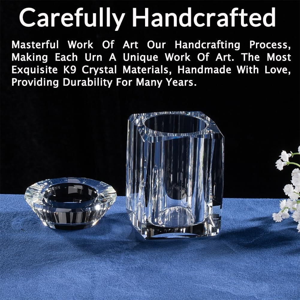 Miniature Crystal Candle Holder Urn - Personalized Ashes Keepsake for Adults