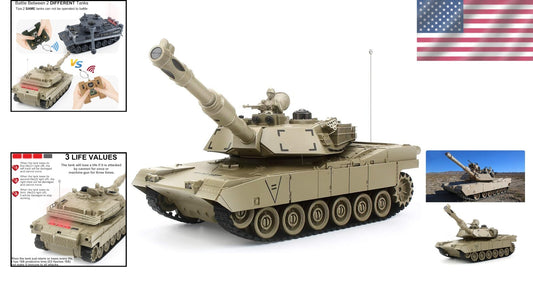 Durable RC M1A2 American Tank - 330° Turret & Climbing Abilities for Outdoor Fun