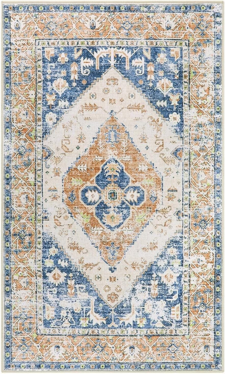 Machine Washable Non-Slip 3x5 Chenille Rug - Perfect for Living Room & Bedroom