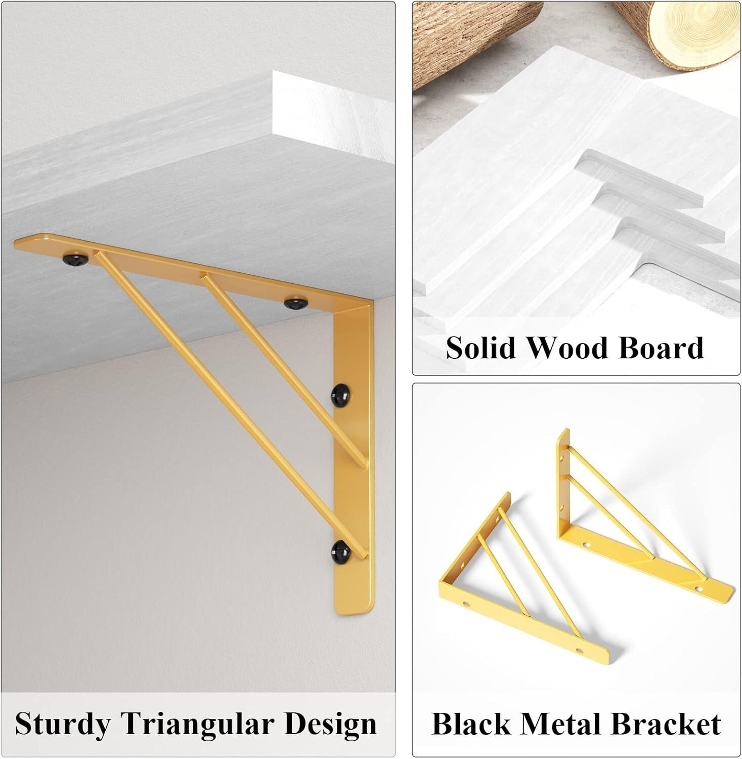 Elegant 4-Tier Wall Mounted Shelves – Rustic Wood for Any Room - 40 lbs Capacity