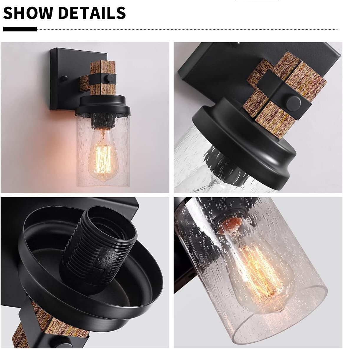 Chic Wall Sconce for Bathroom & Dining - Rustic 1-Light Fixture with Glass Shade