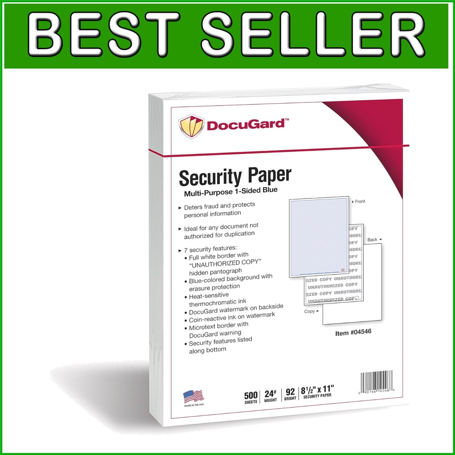 Environmentally Friendly Blue Security Paper - 500 Sheets, Perfect for Legal Use
