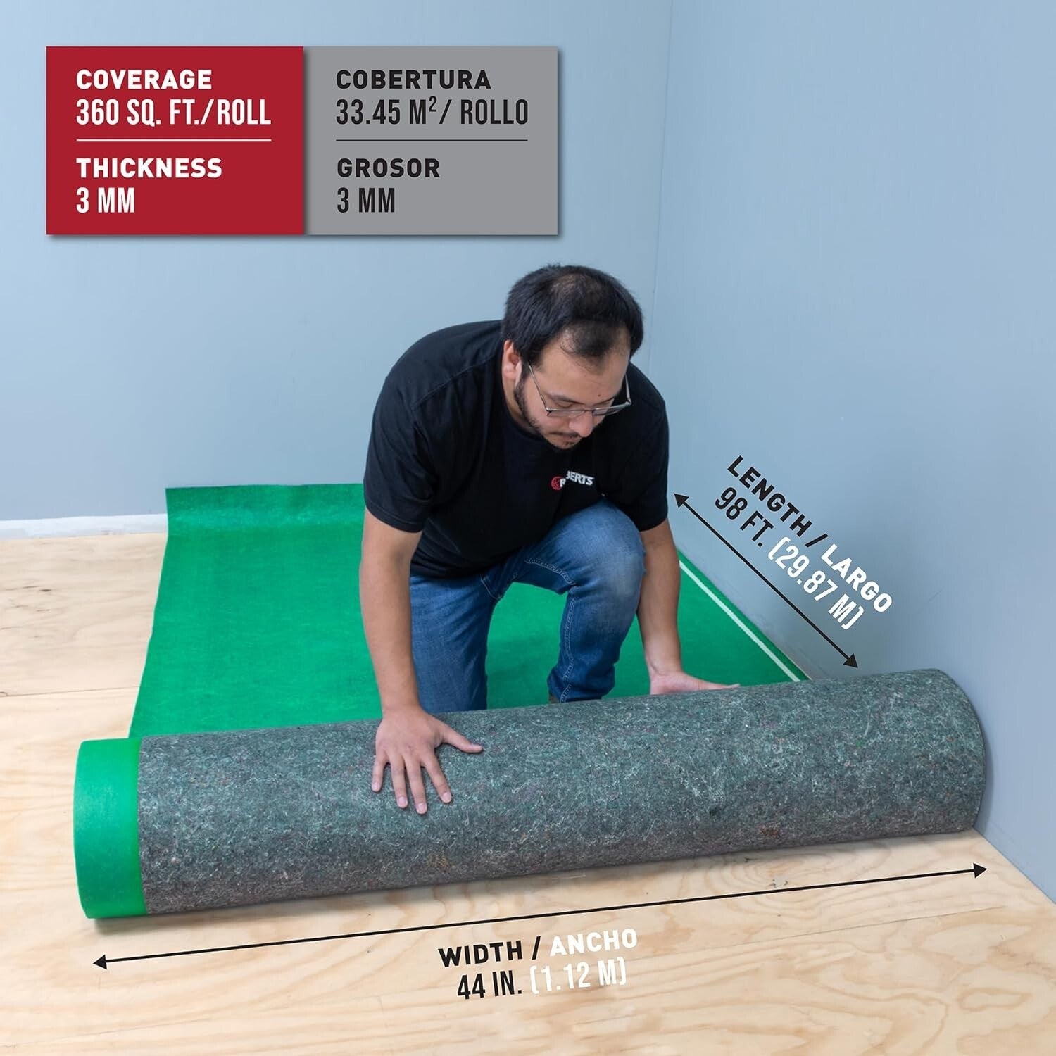 Premium Quality 3 mm Felt Underlayment Roll - Moisture Barrier and Cushioning
