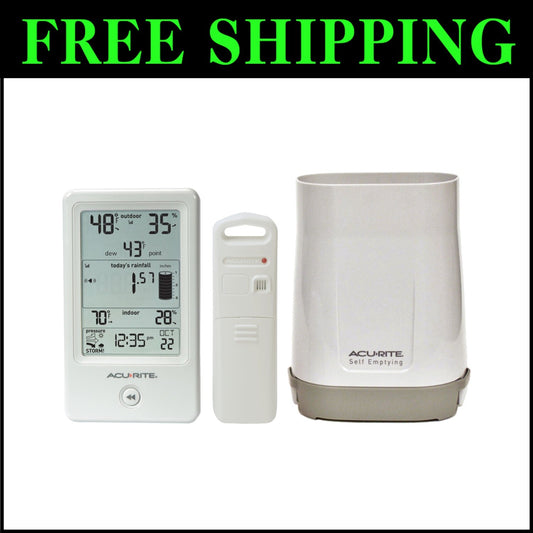 Digital Rain Gauge with Wireless Thermometer & Humidity - All-Weather Reliable