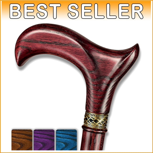 Fashionable Handmade Oak Walking Stick with Ergonomic Grip - 33" Long