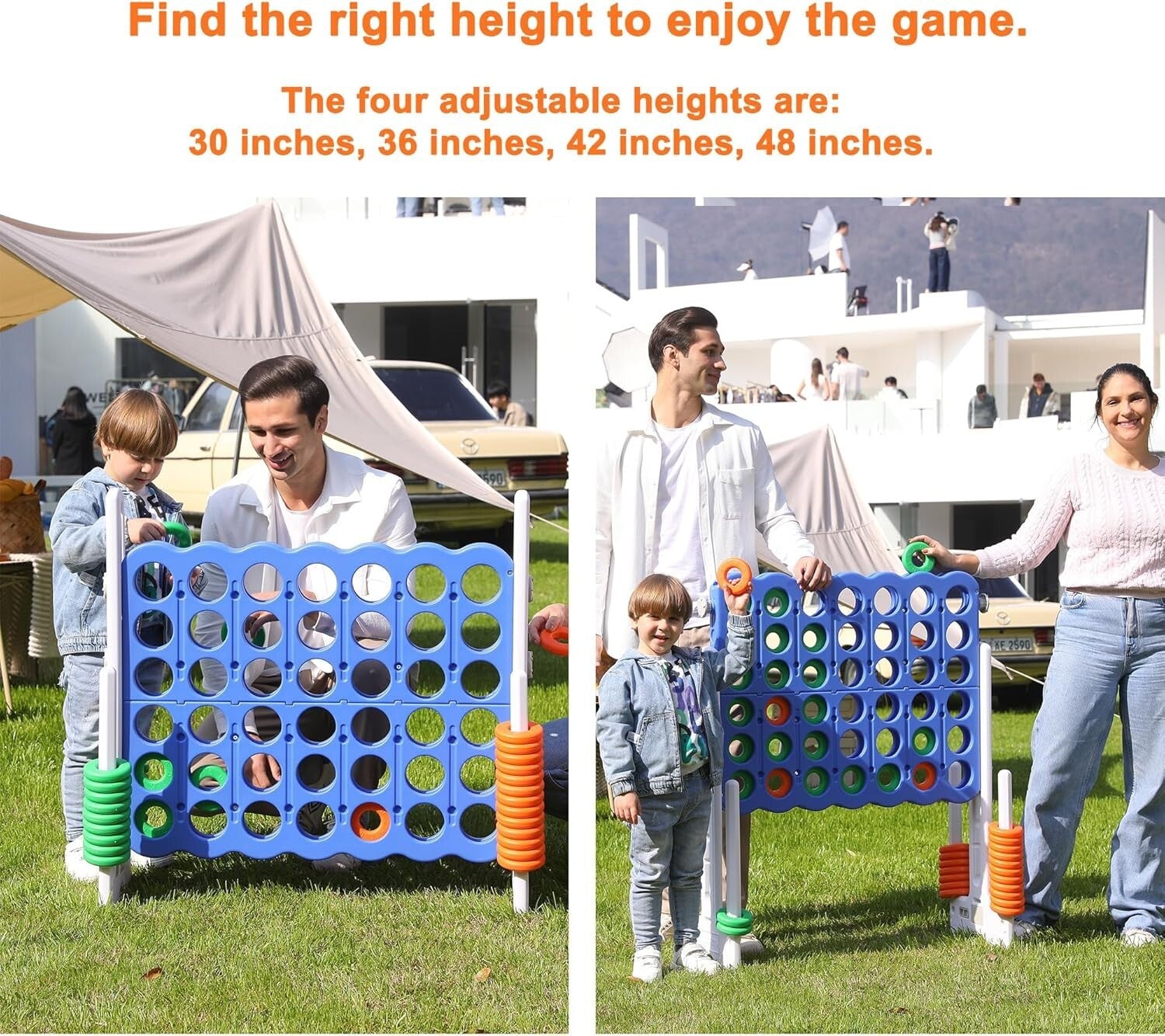 Jumbo 4 Connect in a Row Game - Adjustable for Kids & Adults, Ideal for Outdoors