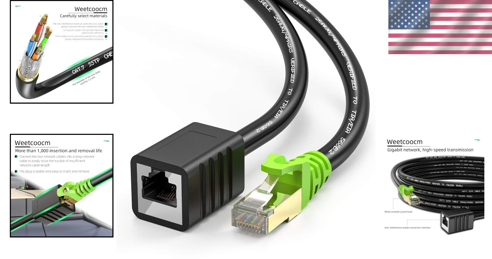 Angled 100ft Cat6a Ethernet Extension Cable with Premium Shielding - RJ45 Design