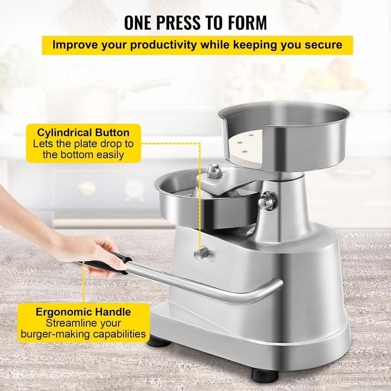 Easy-Clean 5-Inch Burger Press with 1000 Patty Papers for Restaurant & Home Use