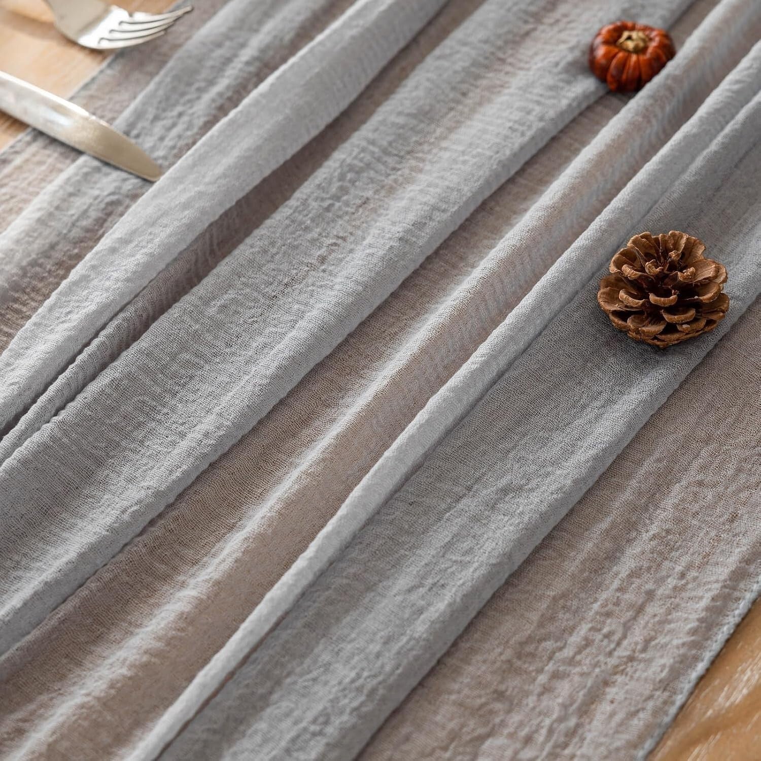 6pcs Rustic Cheesecloth Table Runners - 120” Dusty Blue for Weddings & Parties