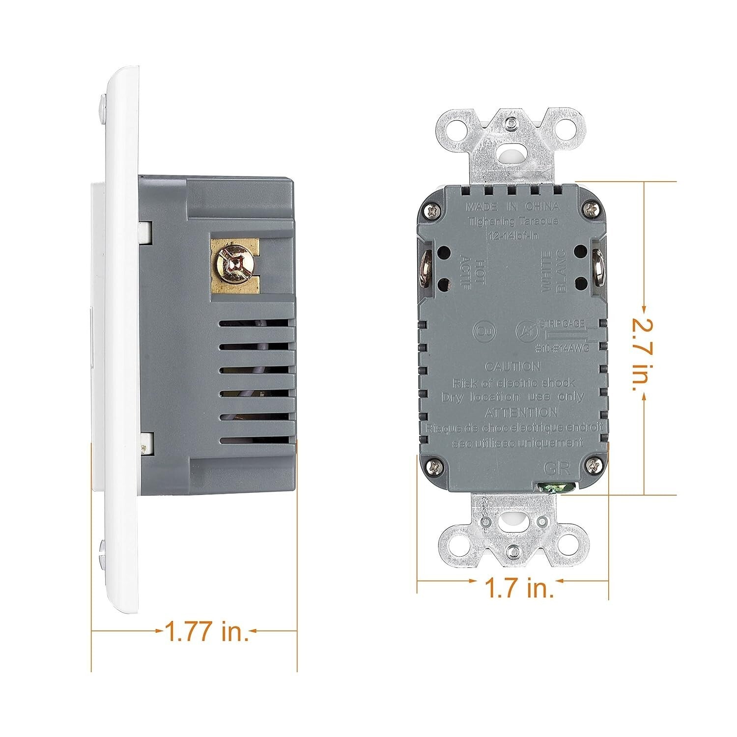 Effortless 3.1A Dual USB Charging Wall Outlet - 15-Amp Tamper Resistant 10-Pack