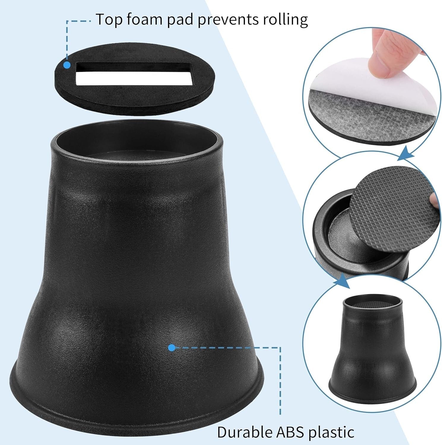 6-Inch Heavy-Duty Bed Risers - Adjustable Furniture Lifters for Dorms & Homes