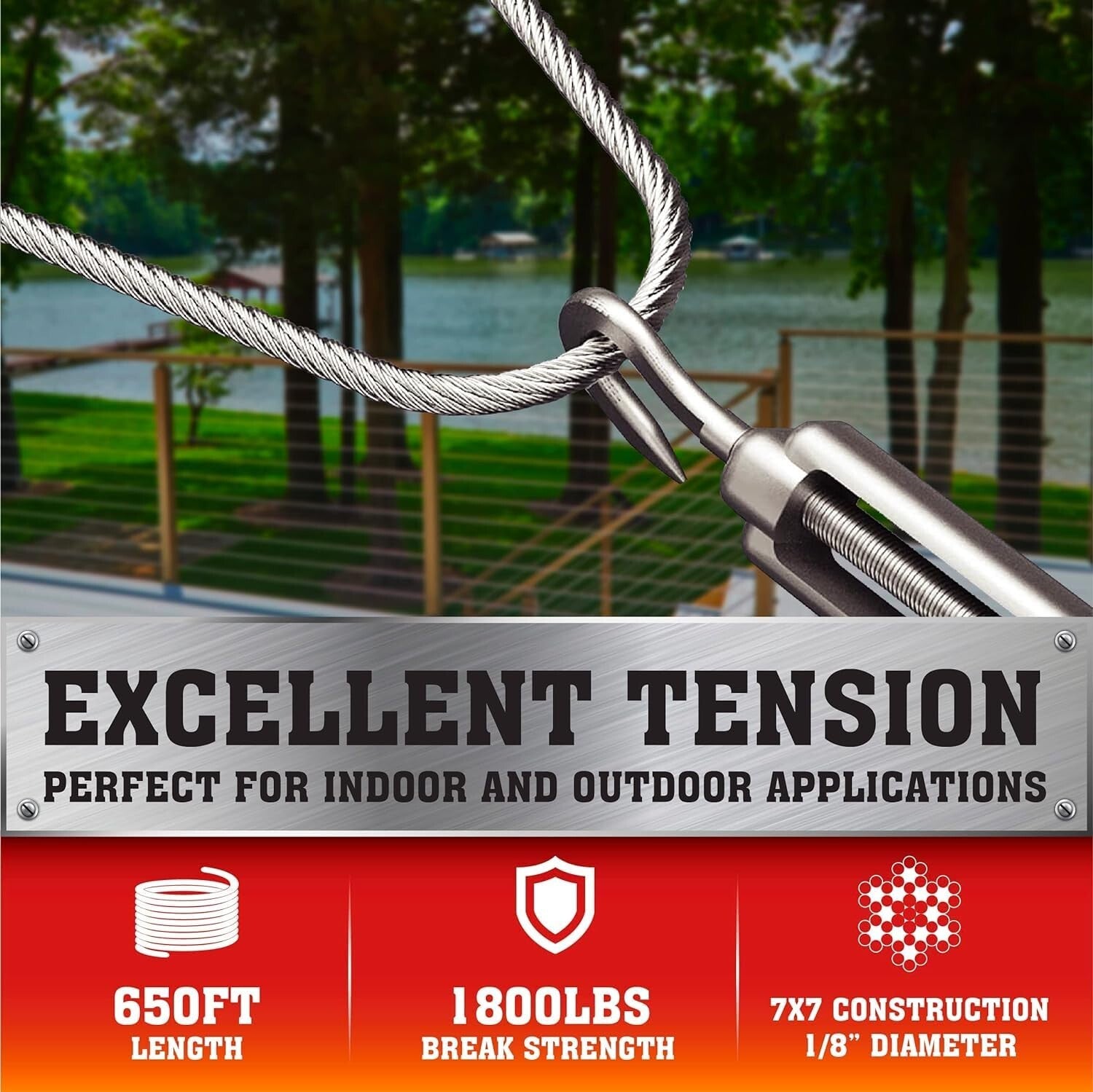 Heavy-Duty 1100FT Deck Cable Railing System with Cable Cutter for Easy Install