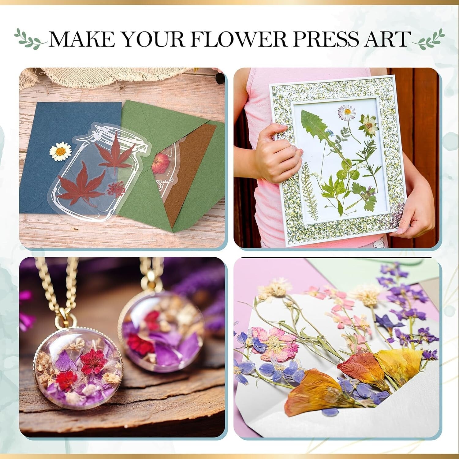 Elegant Wooden Flower Press Kit with Accessories - Unique Crafts for All Ages