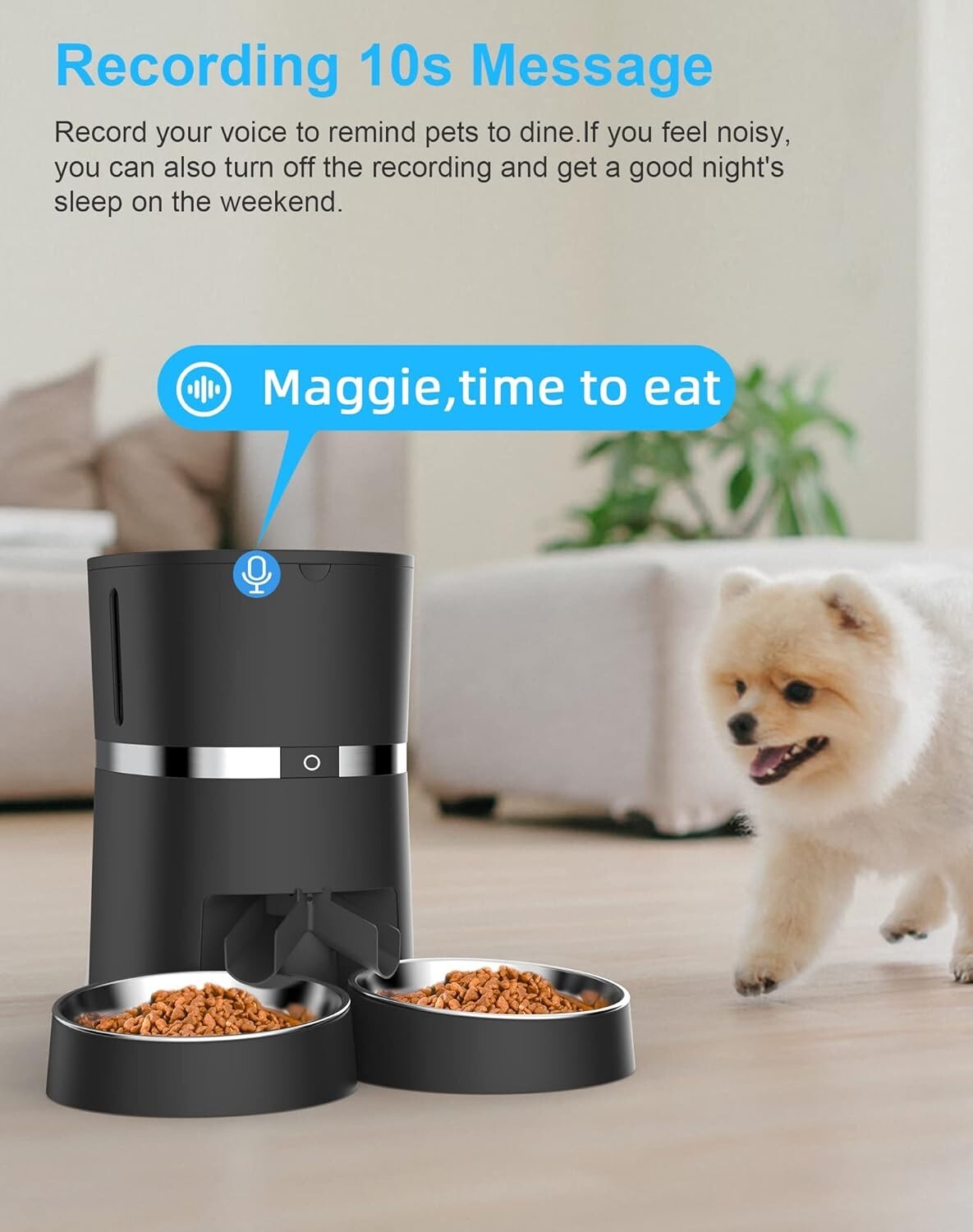 Smart Pet Feeder with 10s Voice Reminder & Flexible Meal Scheduling - Dual-Power