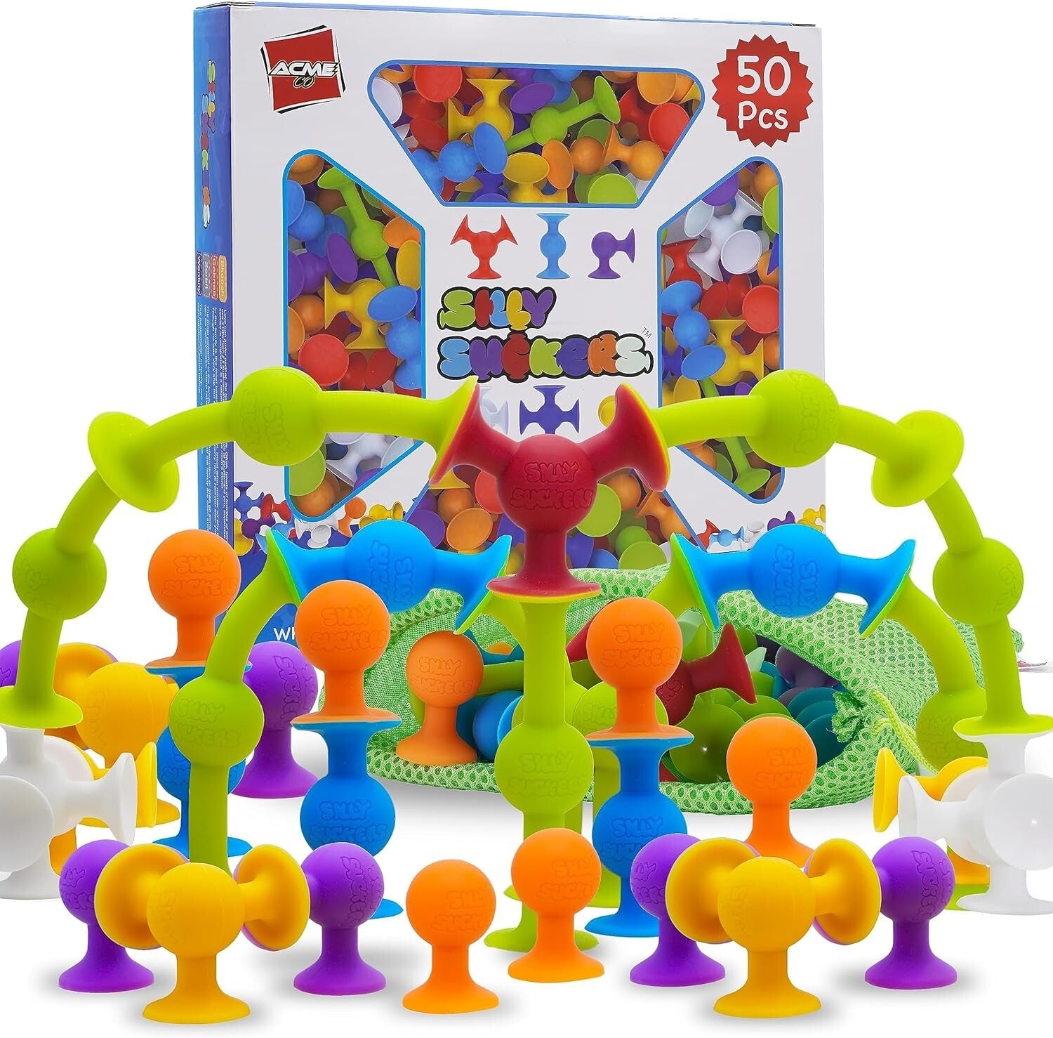 50 Pcs Vibrant Suction Cup Bath Toys - Fun Educational STEM Play for Toddlers