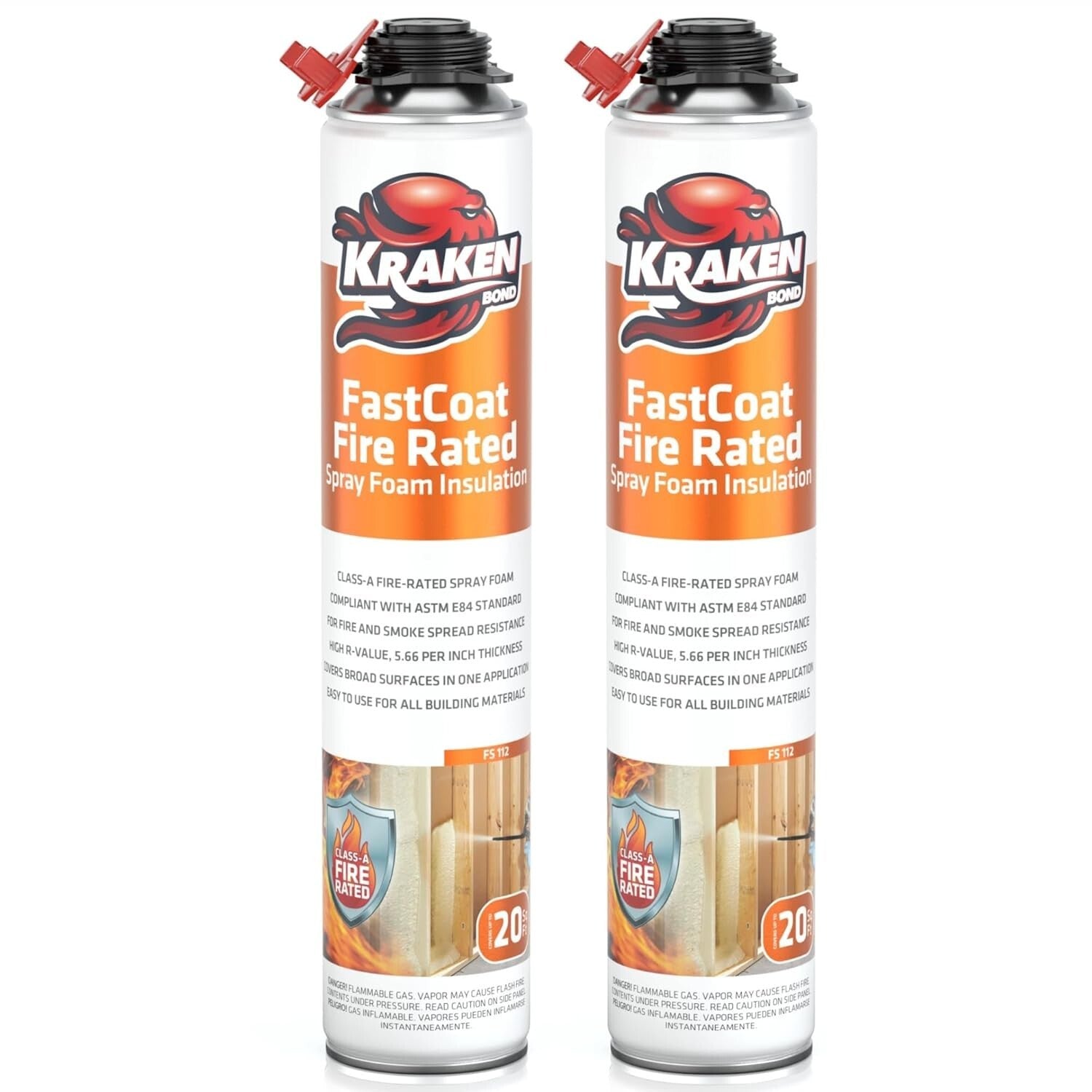 Class-A Fire Rated Spray Foam Insulation - High-Efficiency, 2x27.1 oz Cans