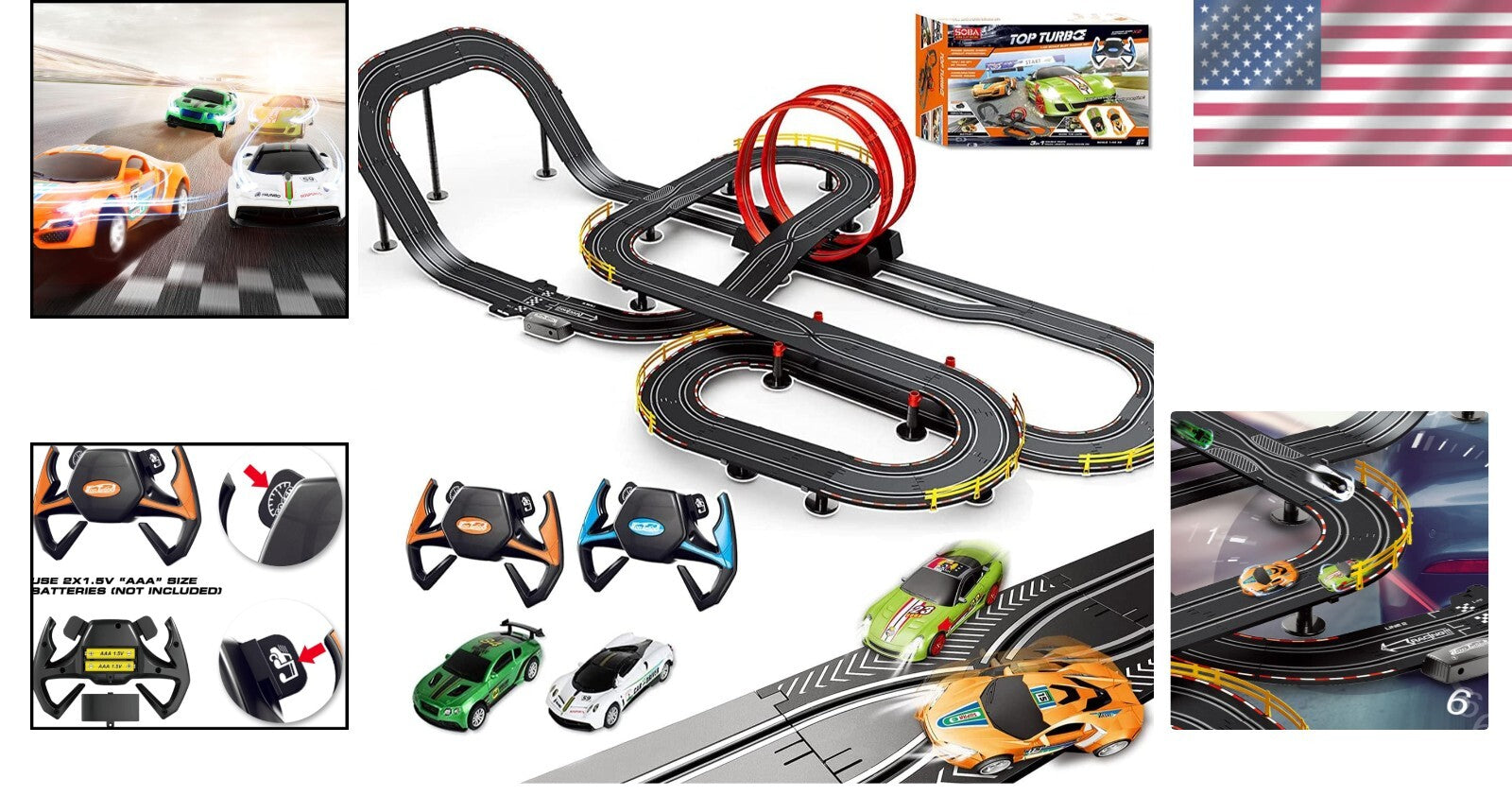 40FT Electric Slot Car Racing Track Set with 4 Cars for Thrilling Racing Fun