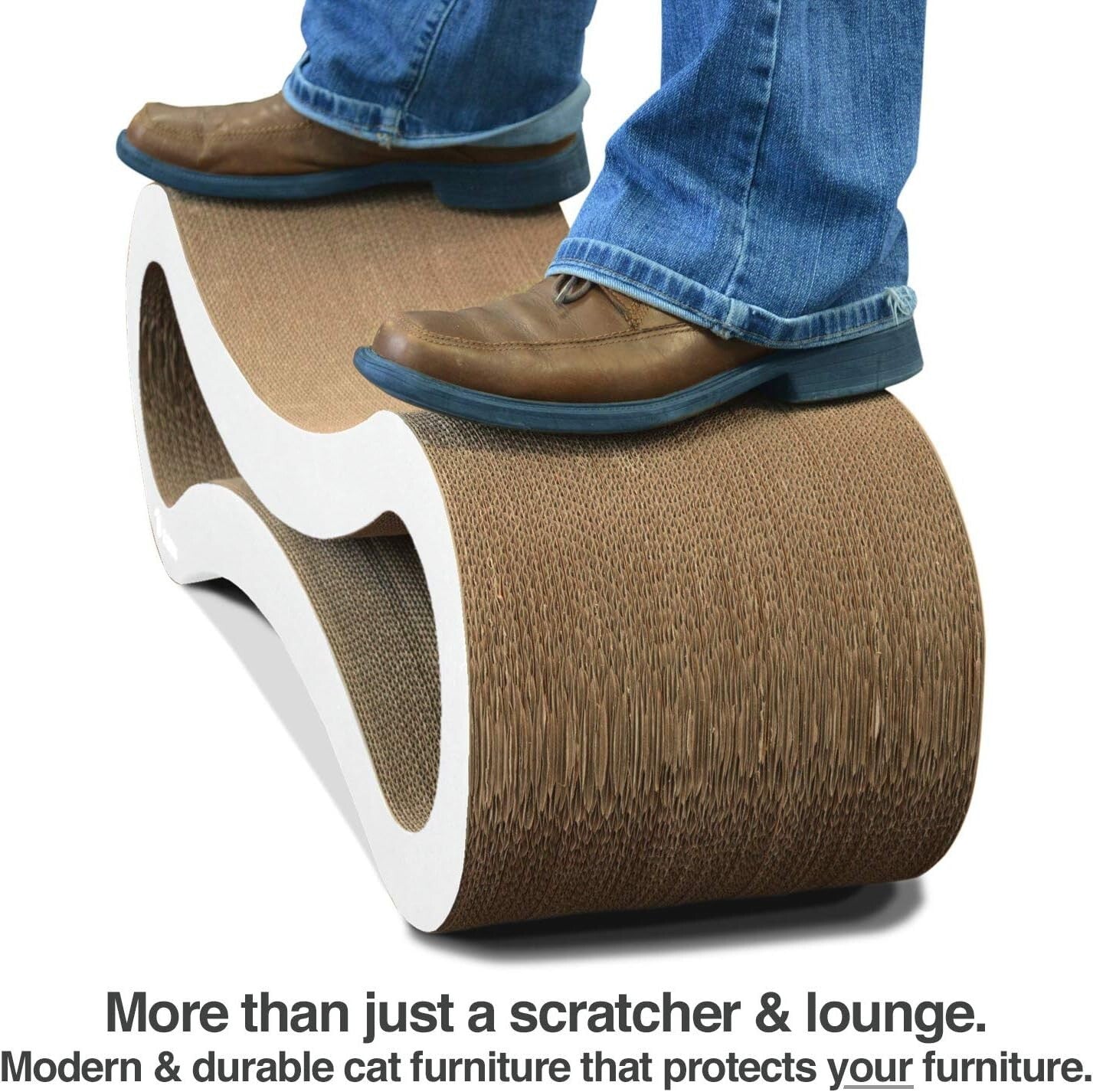 Reversible Cat Scratch Lounge with Organic Catnip - Stylish Eco-Friendly Design