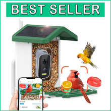 Load image into Gallery viewer, Weatherproof Bird Feeder Camera with Live View – Instant Notifications &amp; Sharing