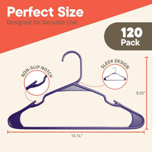 Load image into Gallery viewer, Space-Saving Plastic Hangers 120 Pack - Non-Slip Design for All Clothing Types