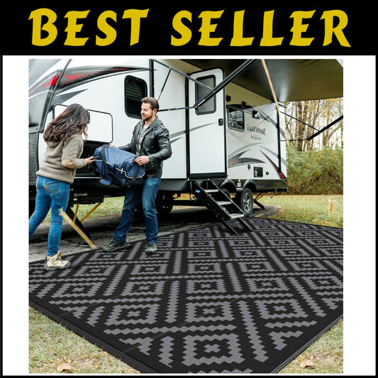 10x14 Waterproof Reversible Plastic Mat - Perfect for Patios and Camping