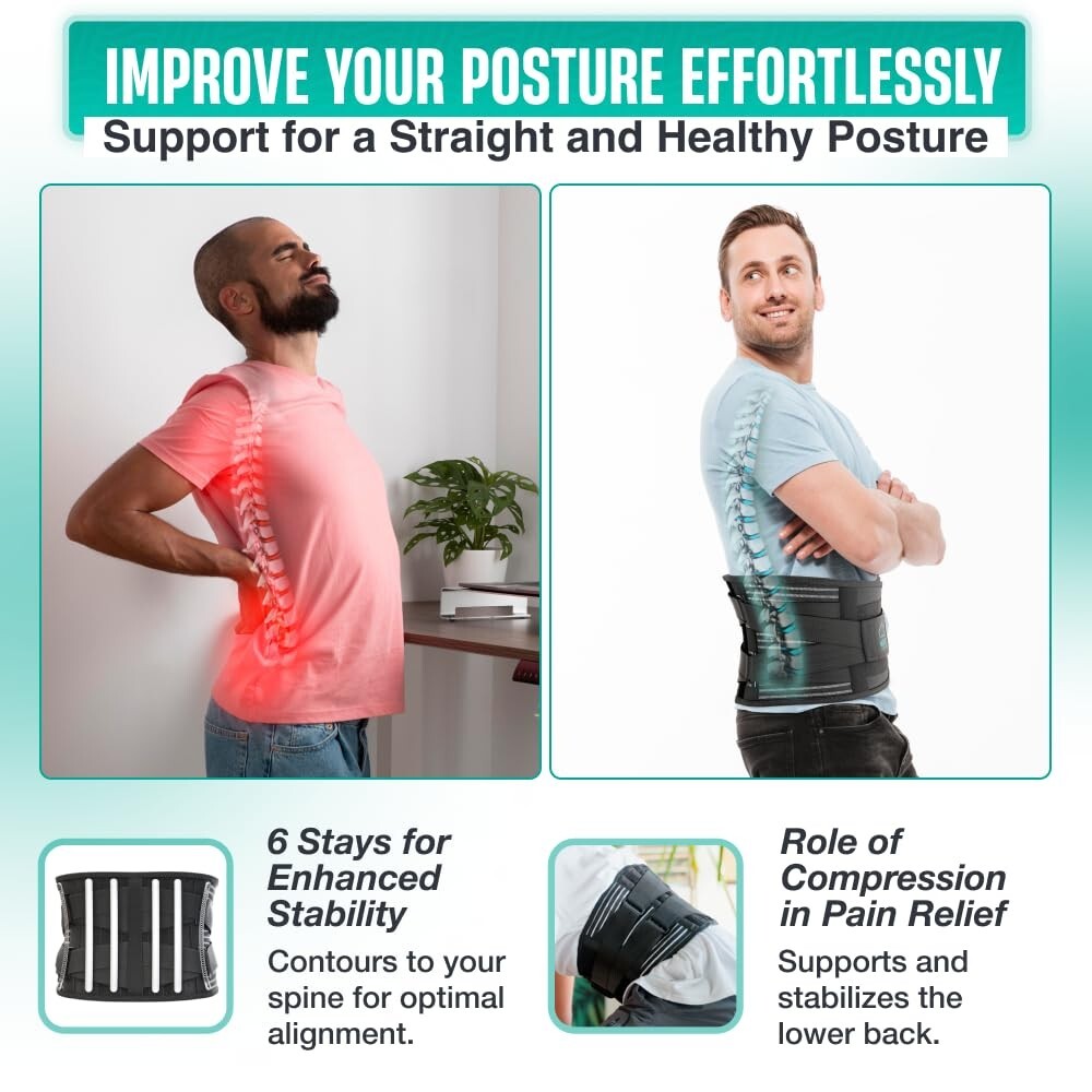 Adjustable Back Support Belt for Lower Back Pain with Orthopedic Design - Medium