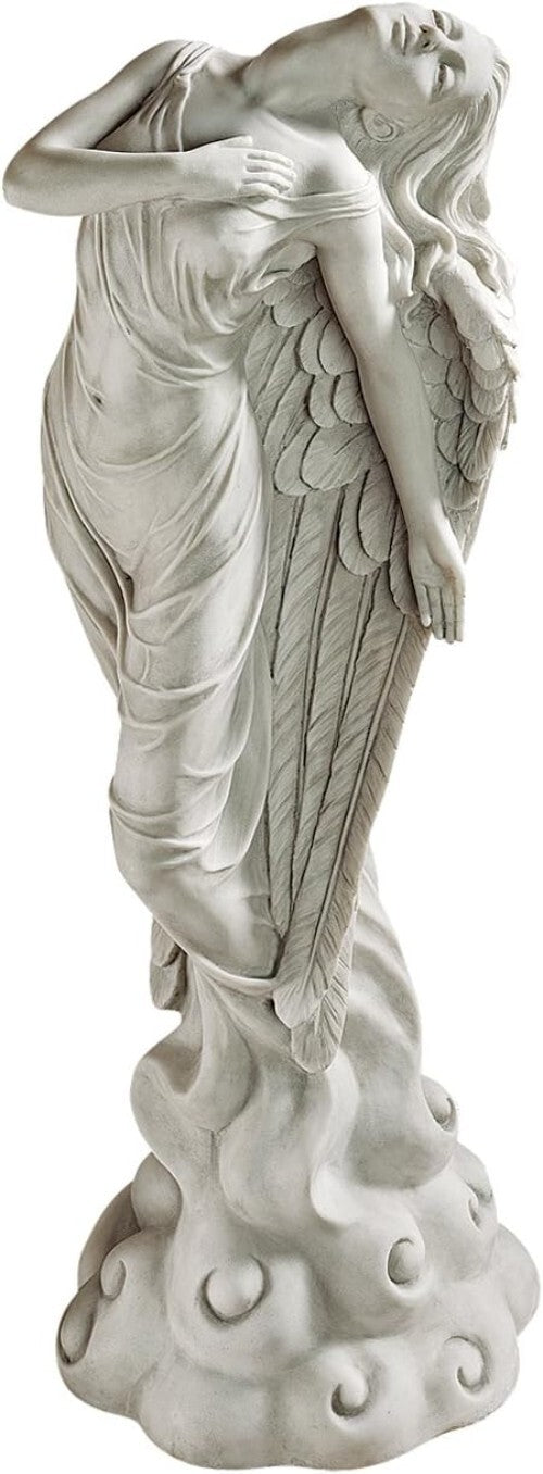 Exclusive Antique Stone Finish Angel Garden Statue - 6 lbs, Freestanding Art