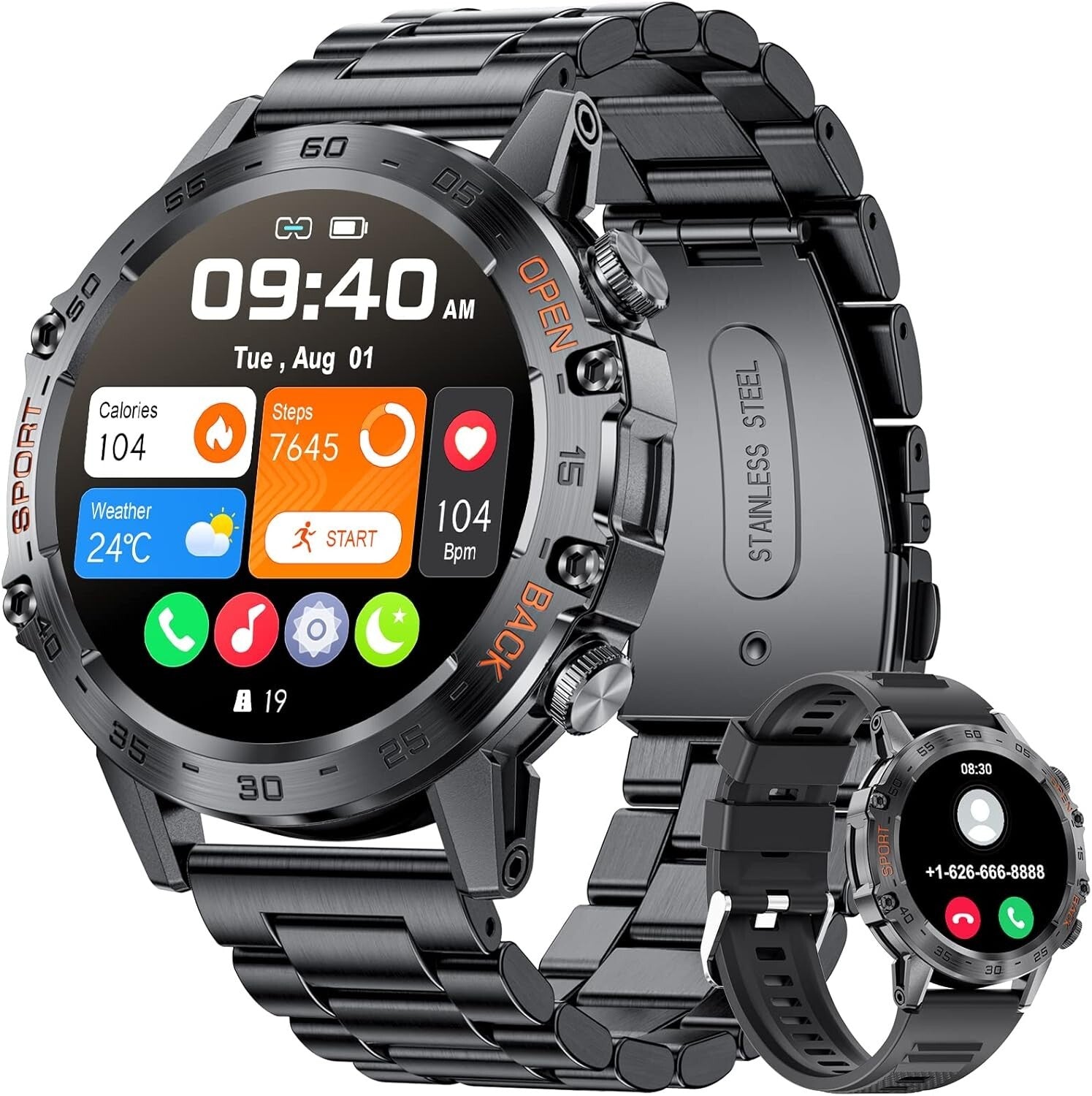 Multifunctional Bluetooth Smart Watch for Active Men: Health & Fitness Tracking